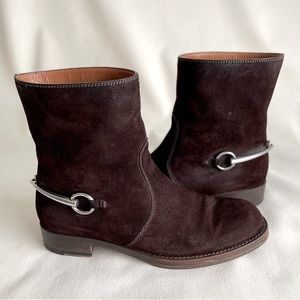 GUCCI horsebit short suede boots, chocolate brown. EU 39  US 9 great condition!